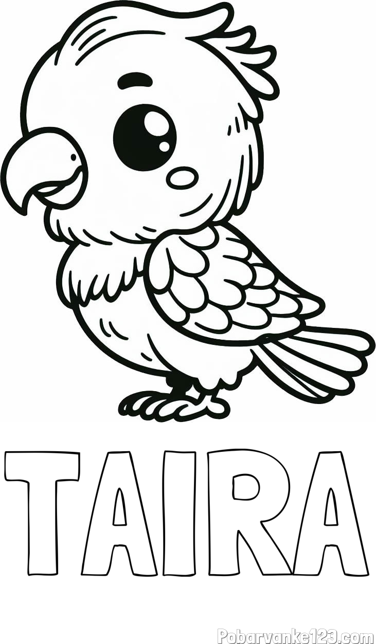 Pobarvanka imena TAIRA in pobarvanka ljubkega papagaja