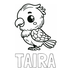 Online izdelana pobarvanka - Pobarvanka imena TAIRA in pobarvanka ljubkega papagaja
