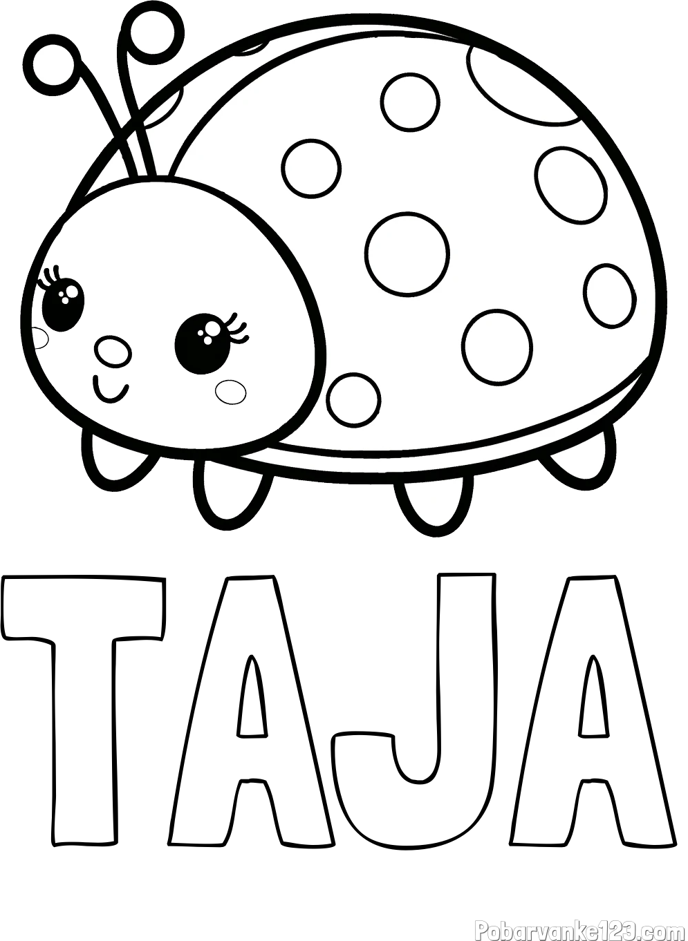 Pobarvanka imena TAJA in pobarvanka ljubke pikapolonice