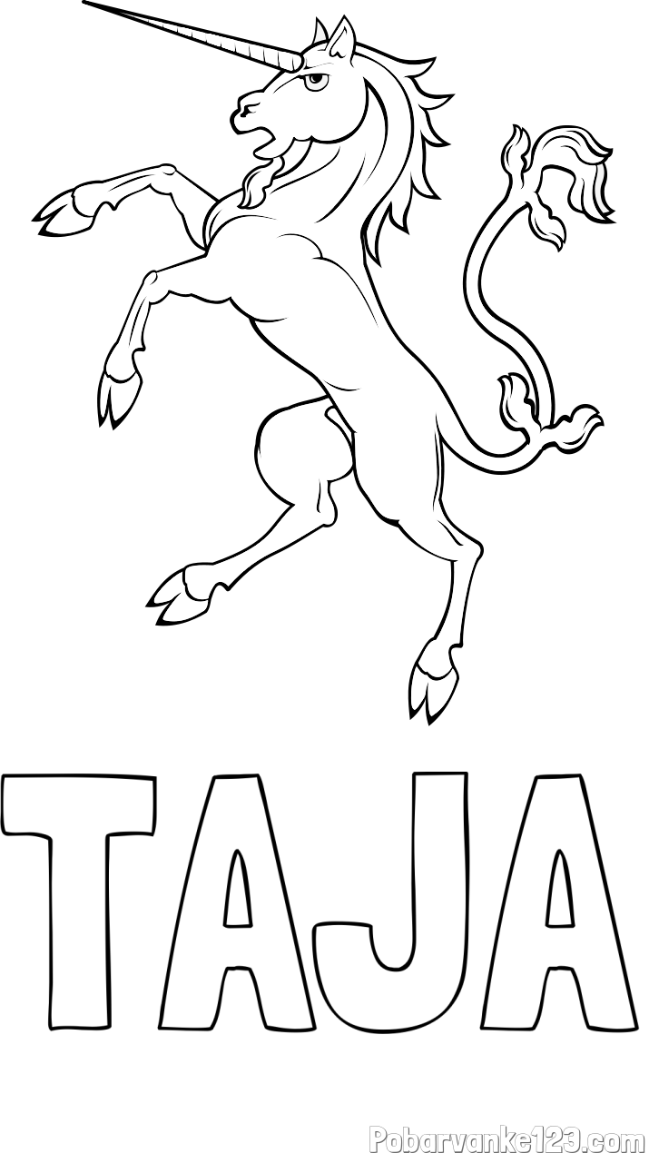 Pobarvanka imena TAJA in samorog Pua