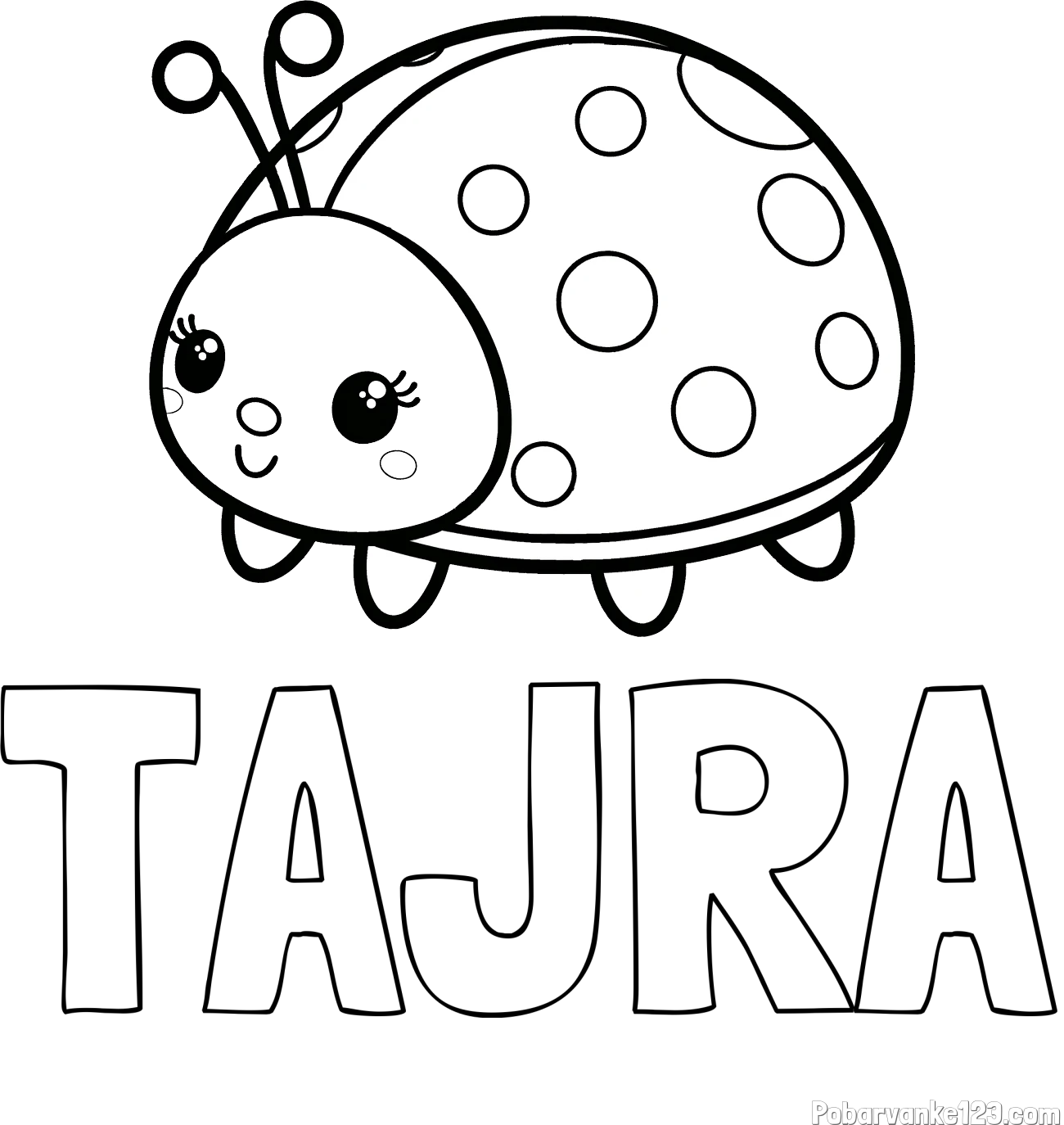 Pobarvanka imena TAJRA in pobarvanka ljubke pikapolonice