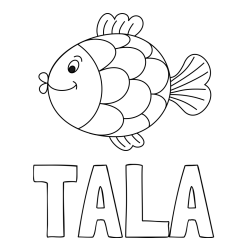 Online izdelana pobarvanka - Pobarvanka imena TALA in pobarvanka ribice