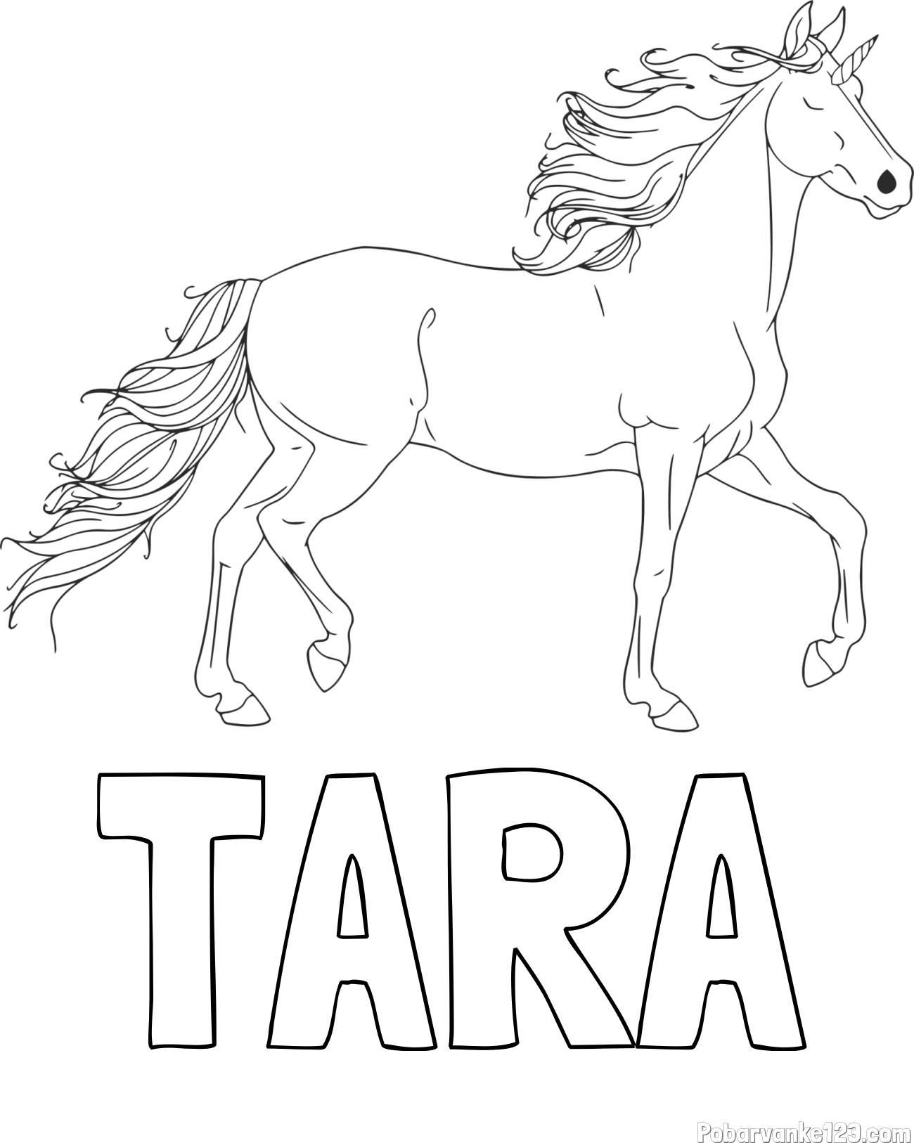 Pobarvanka imena TARA in samorog
