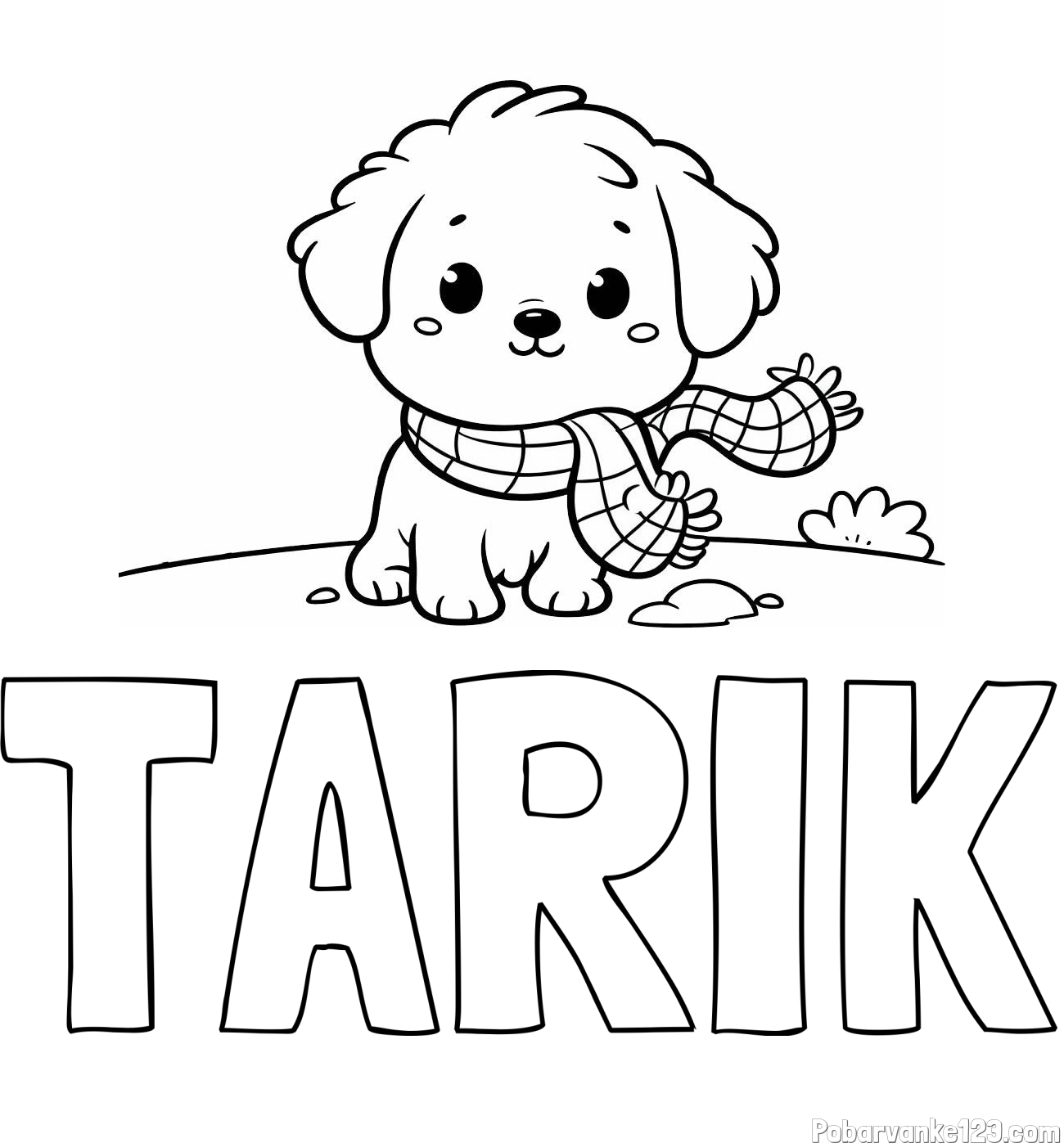 Pobarvanka imena TARIK in pobarvanka prikupnega psička