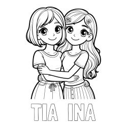 Online izdelana pobarvanka - Pobarvanka imena TIA  INA in pobarvanka ljubkih prijateljic
