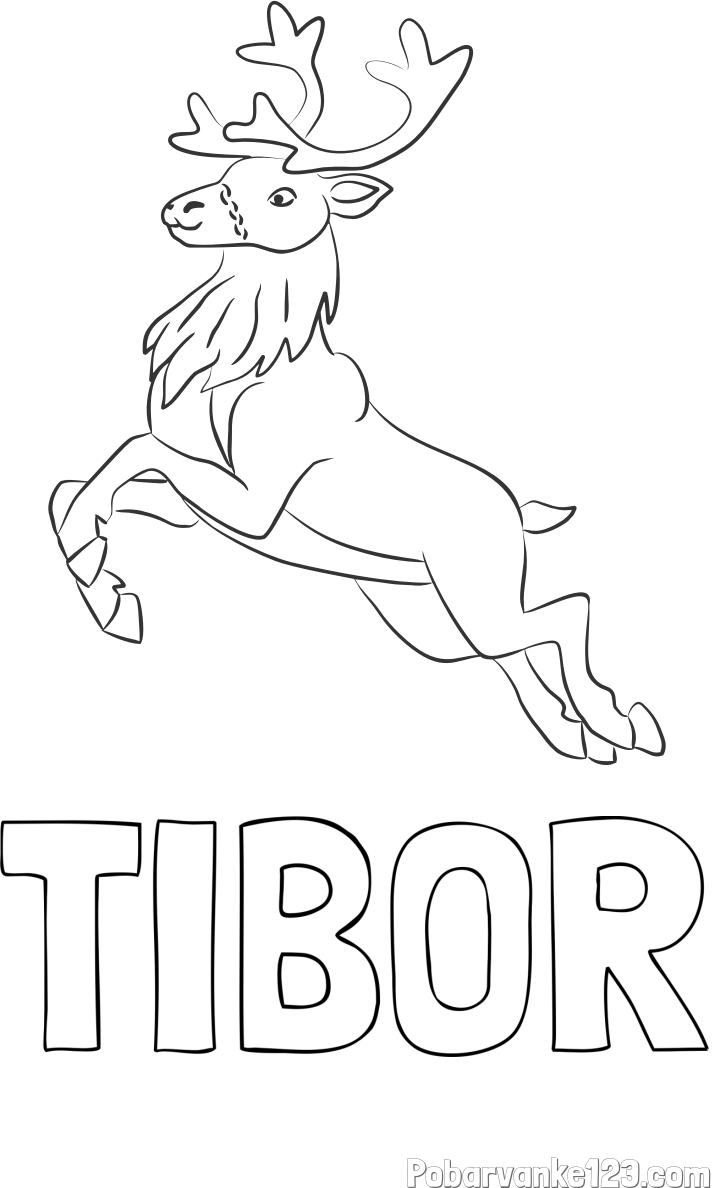 Pobarvanka imena TIBOR in pobarvanka jelenčka Rudolfa