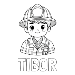 Online izdelana pobarvanka - Pobarvanka imena TIBOR in pobarvanka mladega gasilca