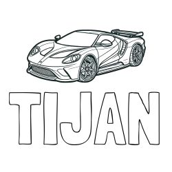 Online izdelana pobarvanka - Pobarvanka imena TIJAN in Športni avtomobil