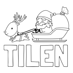 Online izdelana pobarvanka - Pobarvanka imena TILEN in pobarvanka Božička na saneh ter jelenčka Rudolfa