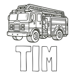 Online izdelana pobarvanka - Pobarvanka imena TIM in pobarvanka gasilskega avta z veliko podrobnostmi
