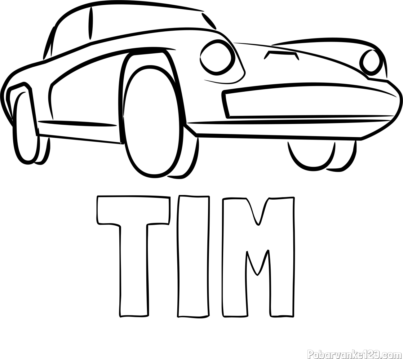 Pobarvanka imena TIM in pobarvanka športnega avtomobila