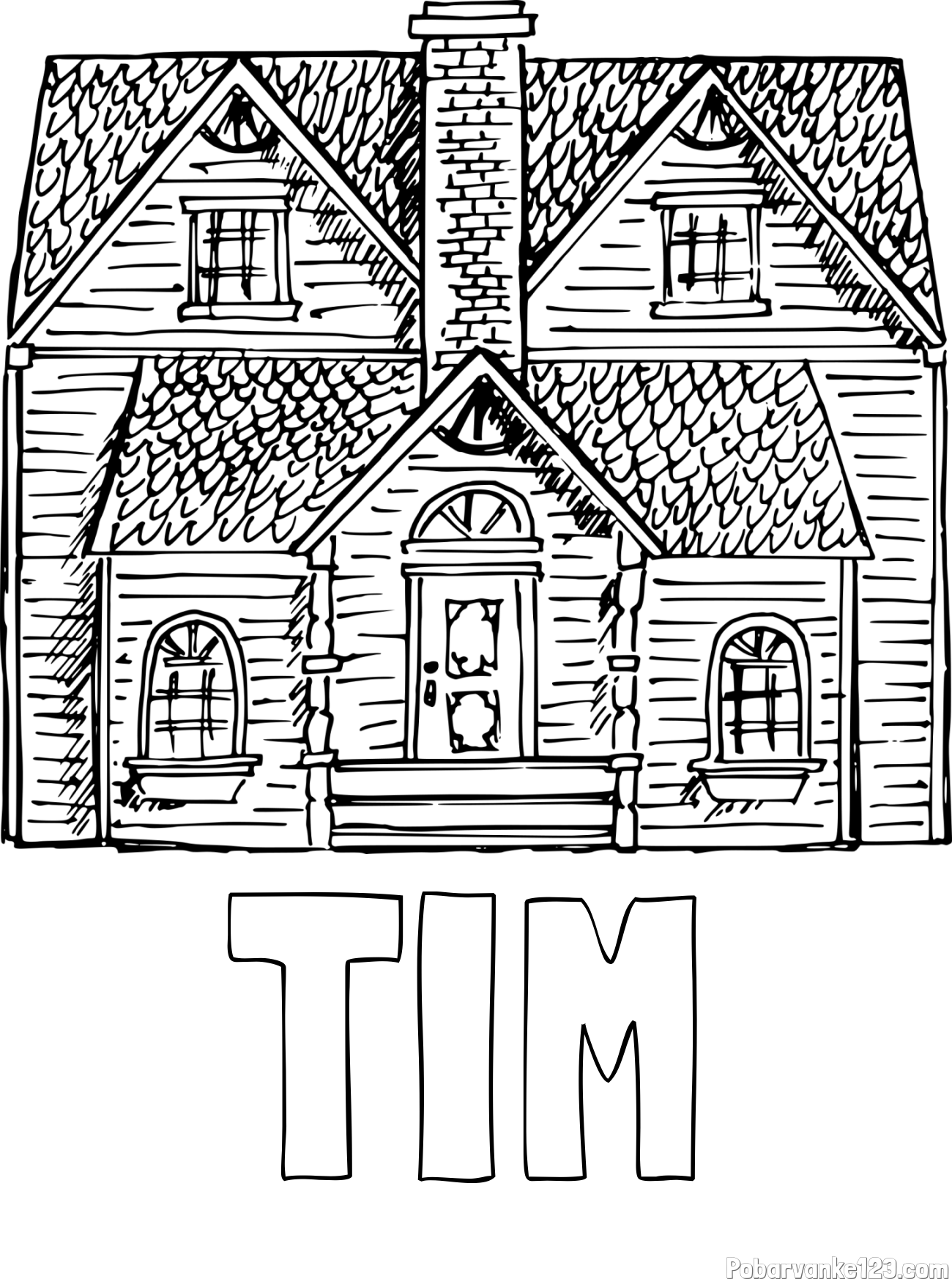 Pobarvanka imena TIM in pobarvanka stare hiše