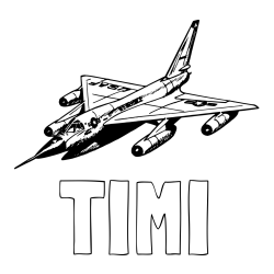 Online izdelana pobarvanka - Pobarvanka imena TIMI in pobarvanka vojaškega lovca