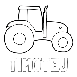 Online izdelana pobarvanka - Pobarvanka imena TIMOTEJ in otroška pobarvanka traktorja