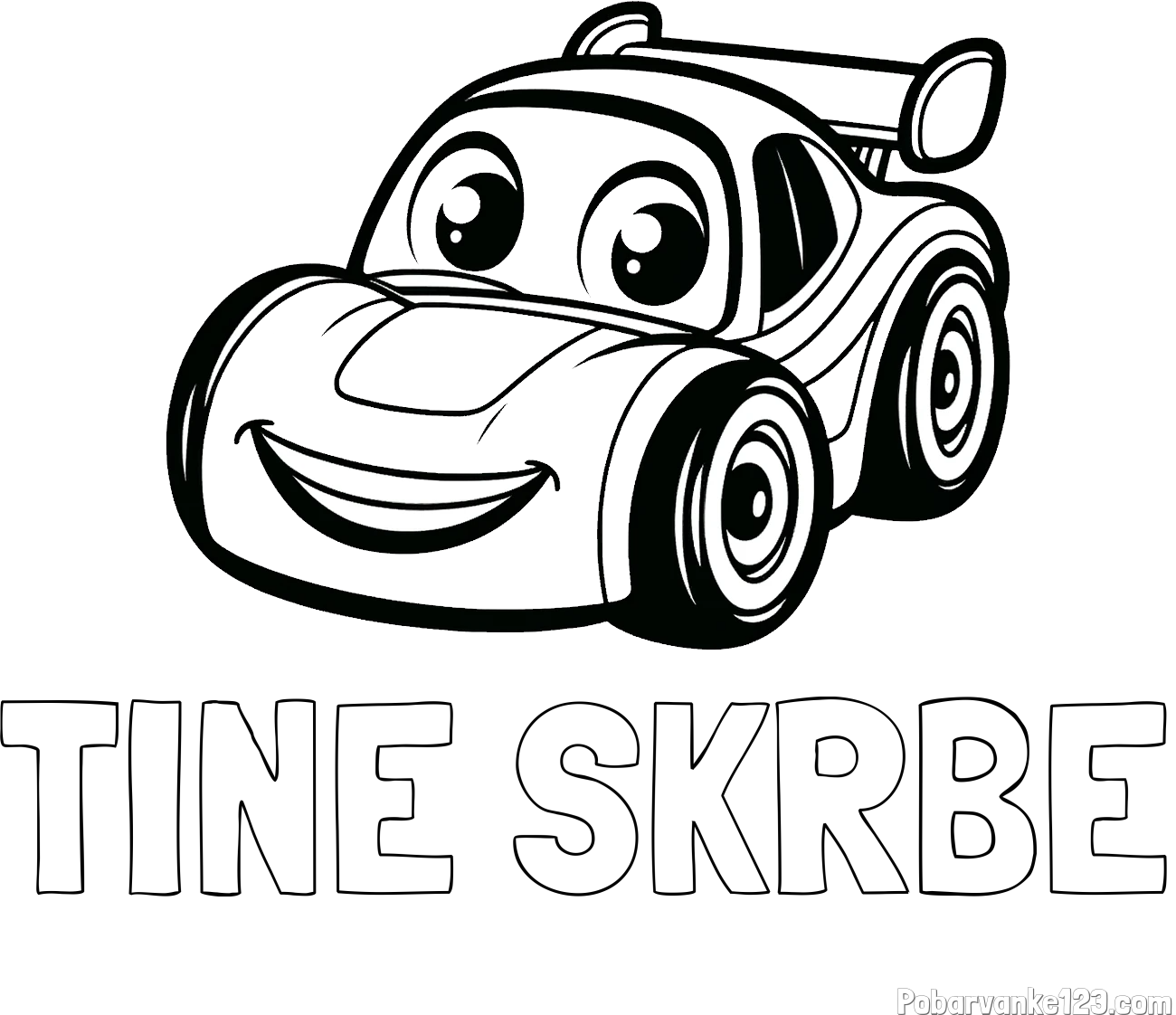 Pobarvanka imena TINE ŠKRBE in pobarvanka otroškega avtomobila