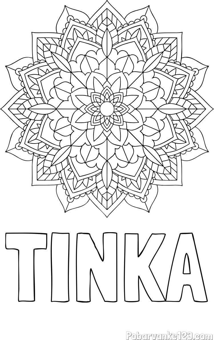 Pobarvanka imena TINKA in Čudovita pobarvanka mendale