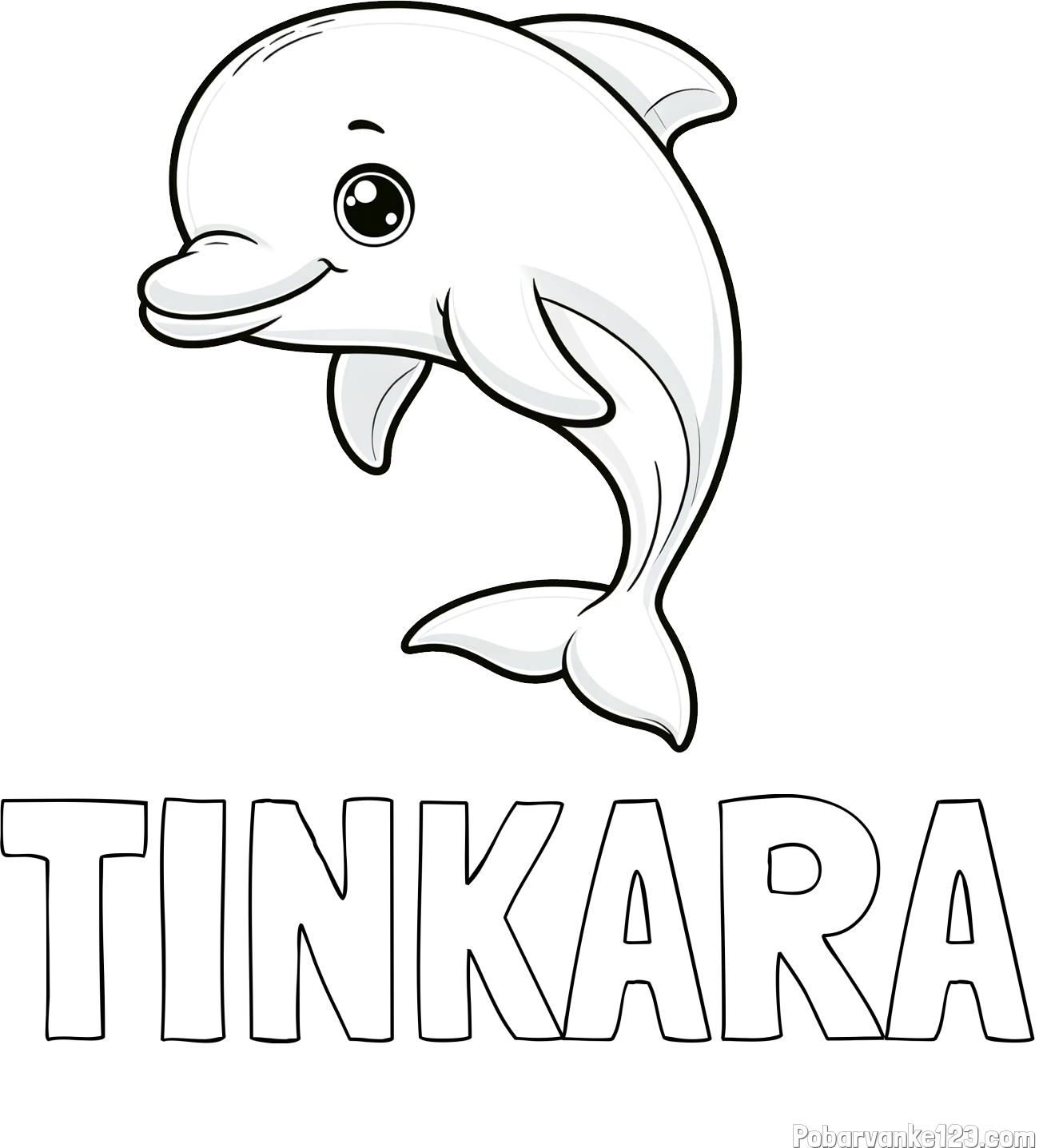 Pobarvanka imena TINKARA in otroška pobarvanka ljubkega delfina