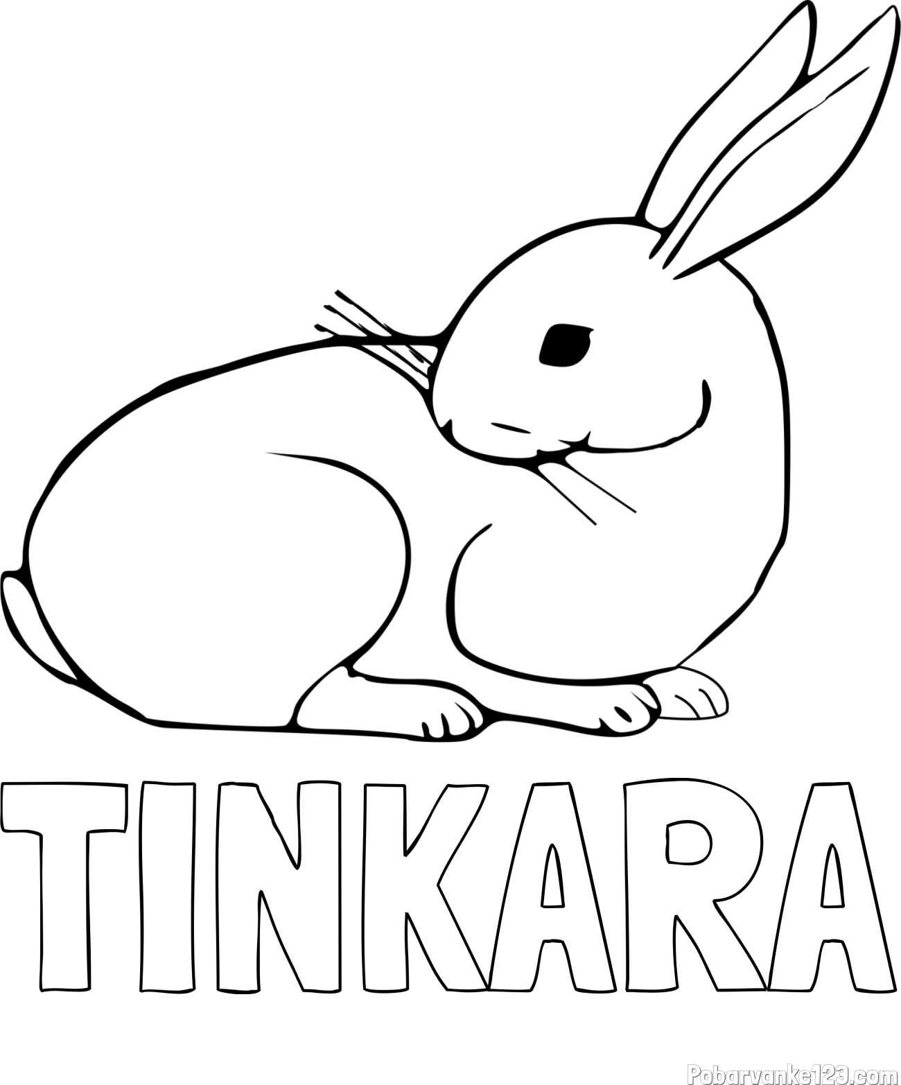 Pobarvanka imena TINKARA in pobarvanka zajčka, ki je nekaj opazil