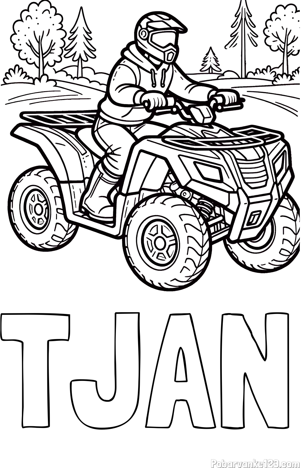 Pobarvanka imena TJAN in pobarvanka motorista na štirikolesniku