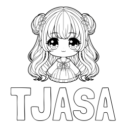 Online izdelana pobarvanka - Pobarvanka imena TJAŠA in pobarvanka prikupne punčke v anime slogu