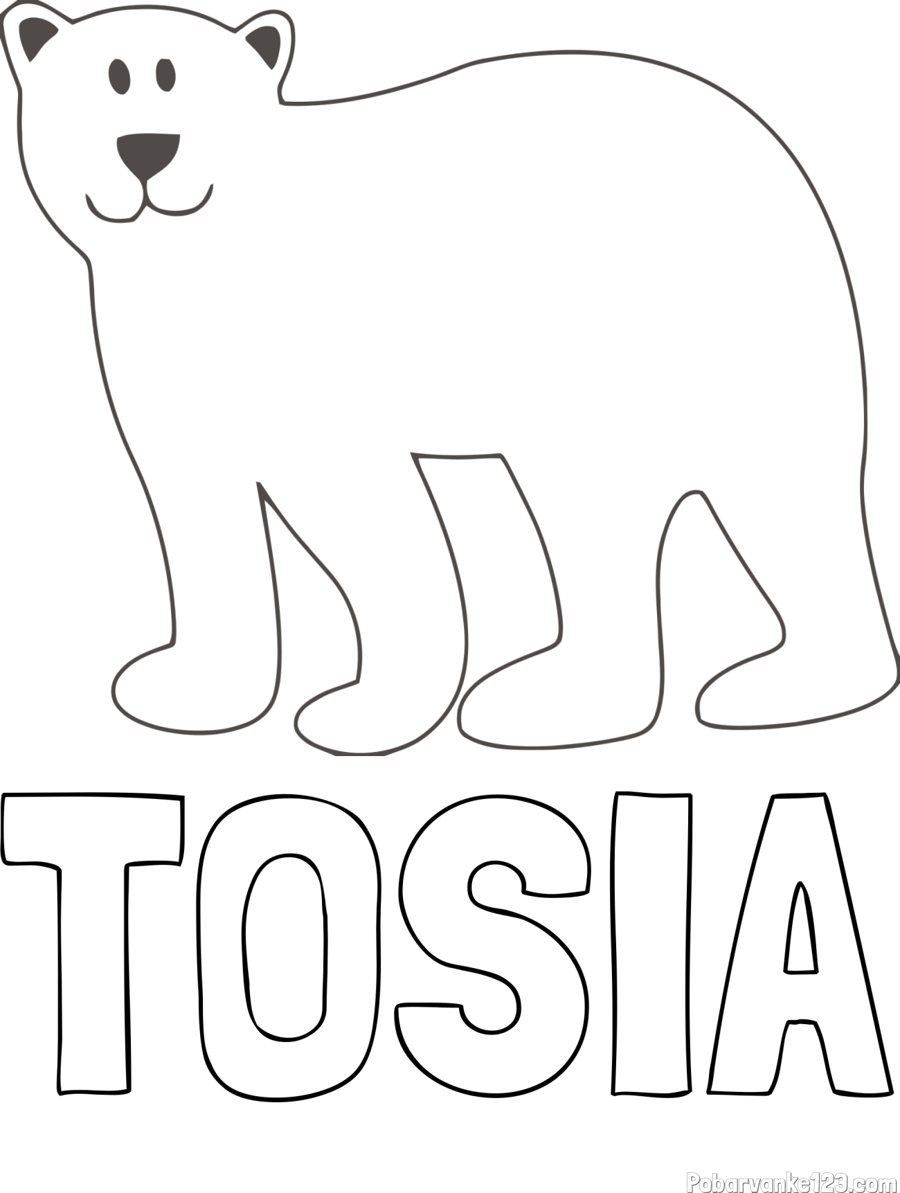 Pobarvanka imena TOSIA in pobarvanka polarnega medveda