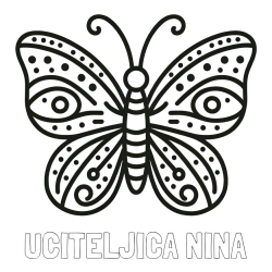 Online izdelana pobarvanka - Pobarvanka imena UČITELJICA NINA in preprosta pobarvanka metulja