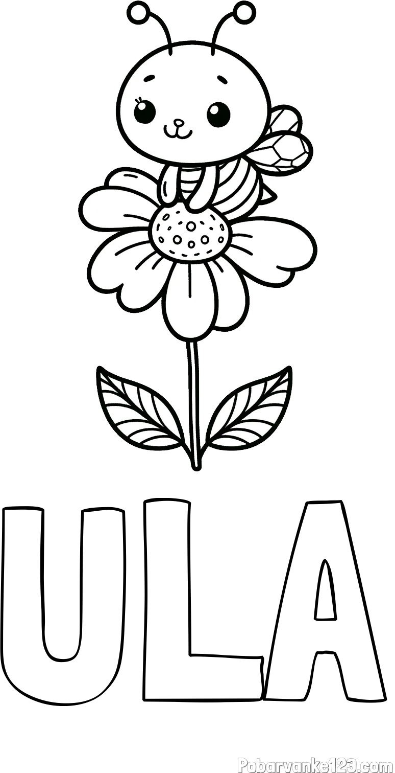 Pobarvanka imena ULA in pobarvanka ljubke čebelice na roži