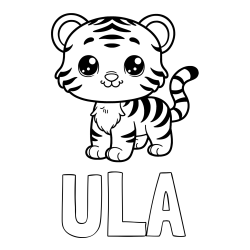 Online izdelana pobarvanka - Pobarvanka imena ULA in pobarvanka ljubkega tigrčka