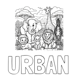 Online izdelana pobarvanka - Pobarvanka imena URBAN in pobarvanka ljubkih živali