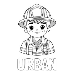 Online izdelana pobarvanka - Pobarvanka imena URBAN in pobarvanka mladega gasilca