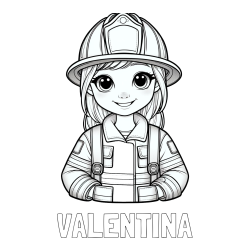Online izdelana pobarvanka - Pobarvanka imena VALENTINA in pobarvanka ljubke gasilke