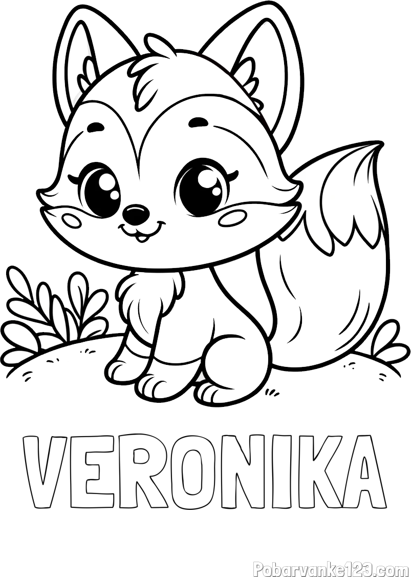 Pobarvanka imena VERONIKA in pobarvanka lisičke