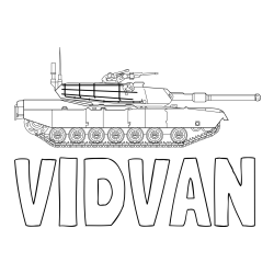 Online izdelana pobarvanka - Pobarvanka imena VIDVAN in pobarvanka tanka M1 Abrams