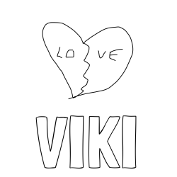 Online izdelana pobarvanka - Pobarvanka imena VIKI in LJUBEZEN