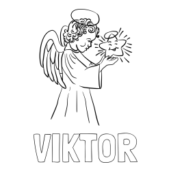 Online izdelana pobarvanka - Pobarvanka imena VIKTOR in pobarvanka angela z zvezdo