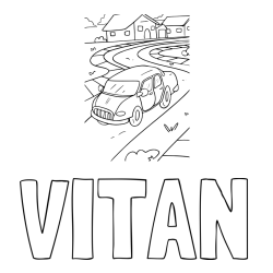 Online izdelana pobarvanka - Pobarvanka imena VITAN in na poti