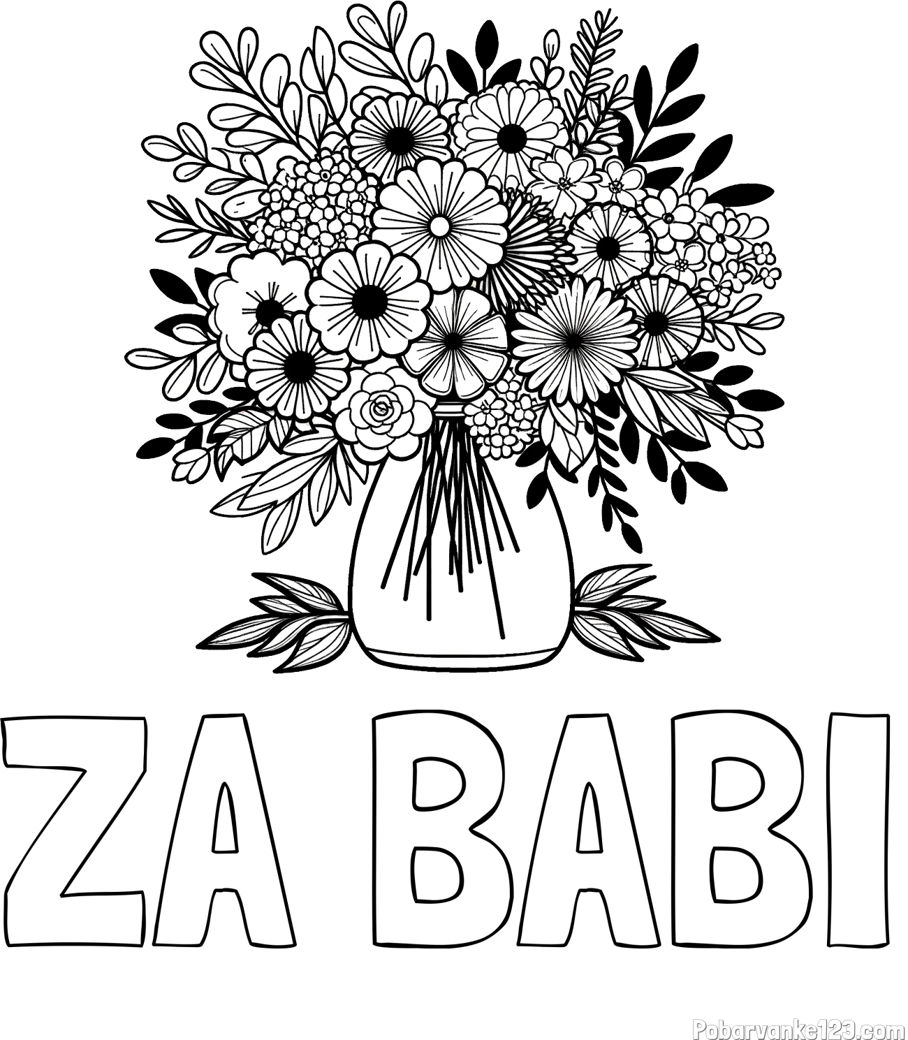 Pobarvanka imena ZA BABI in pobarvanka veliekga šopka rož
