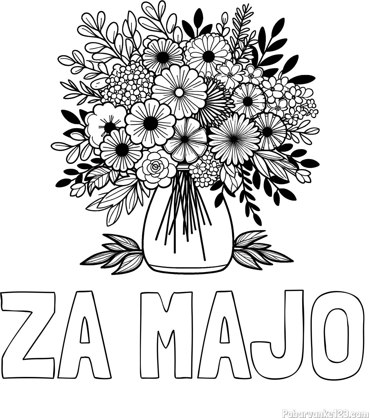 Pobarvanka imena ZA MAJO in pobarvanka veliekga šopka rož