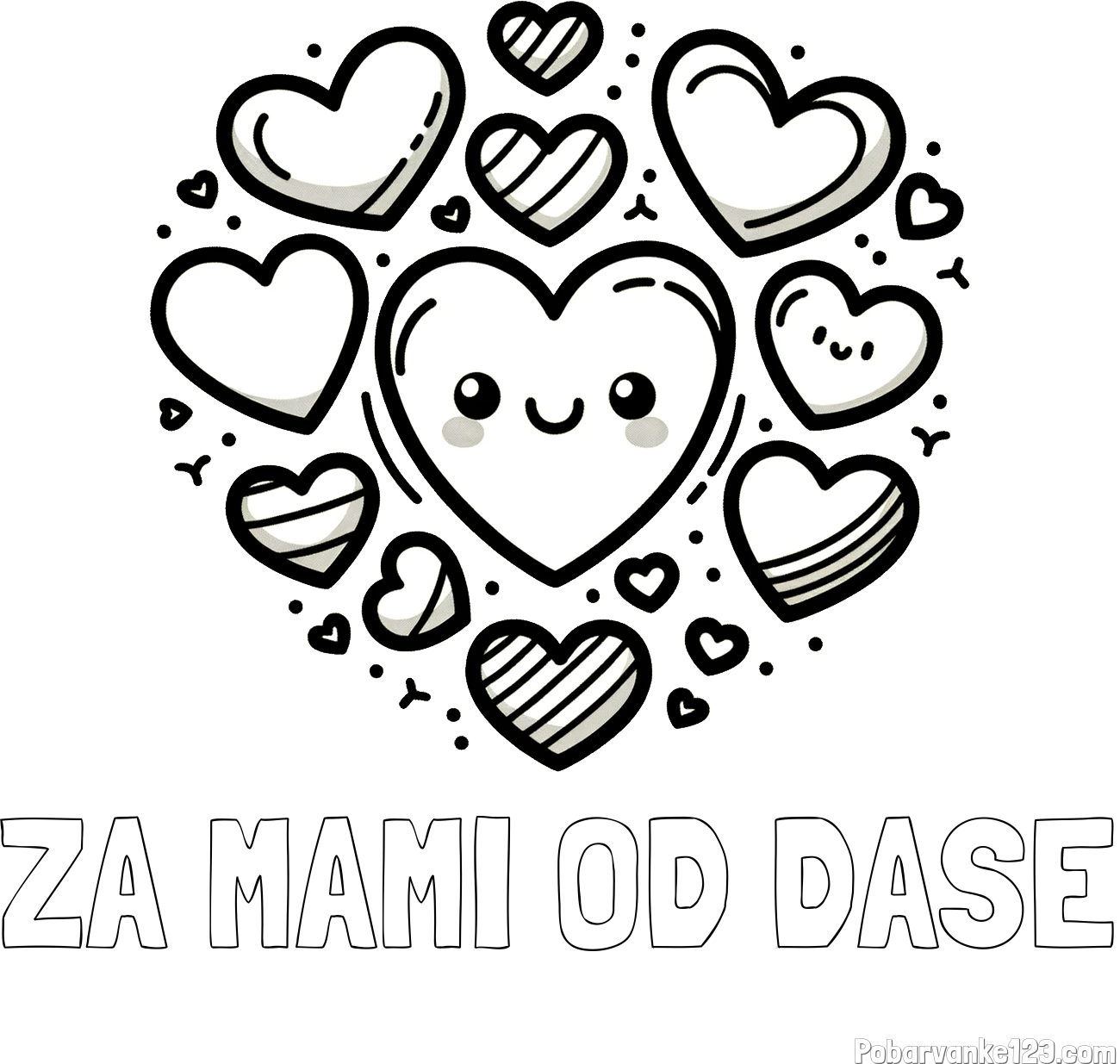 Pobarvanka imena ZA MAMI OD DAŠE in pobarvanka srčkov