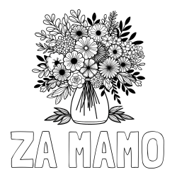 Online izdelana pobarvanka - Pobarvanka imena ZA MAMO in pobarvanka veliekga šopka rož