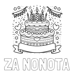 Online izdelana pobarvanka - Pobarvanka imena ZA NONOTA in pobarvanka velike torte za rojstni dan