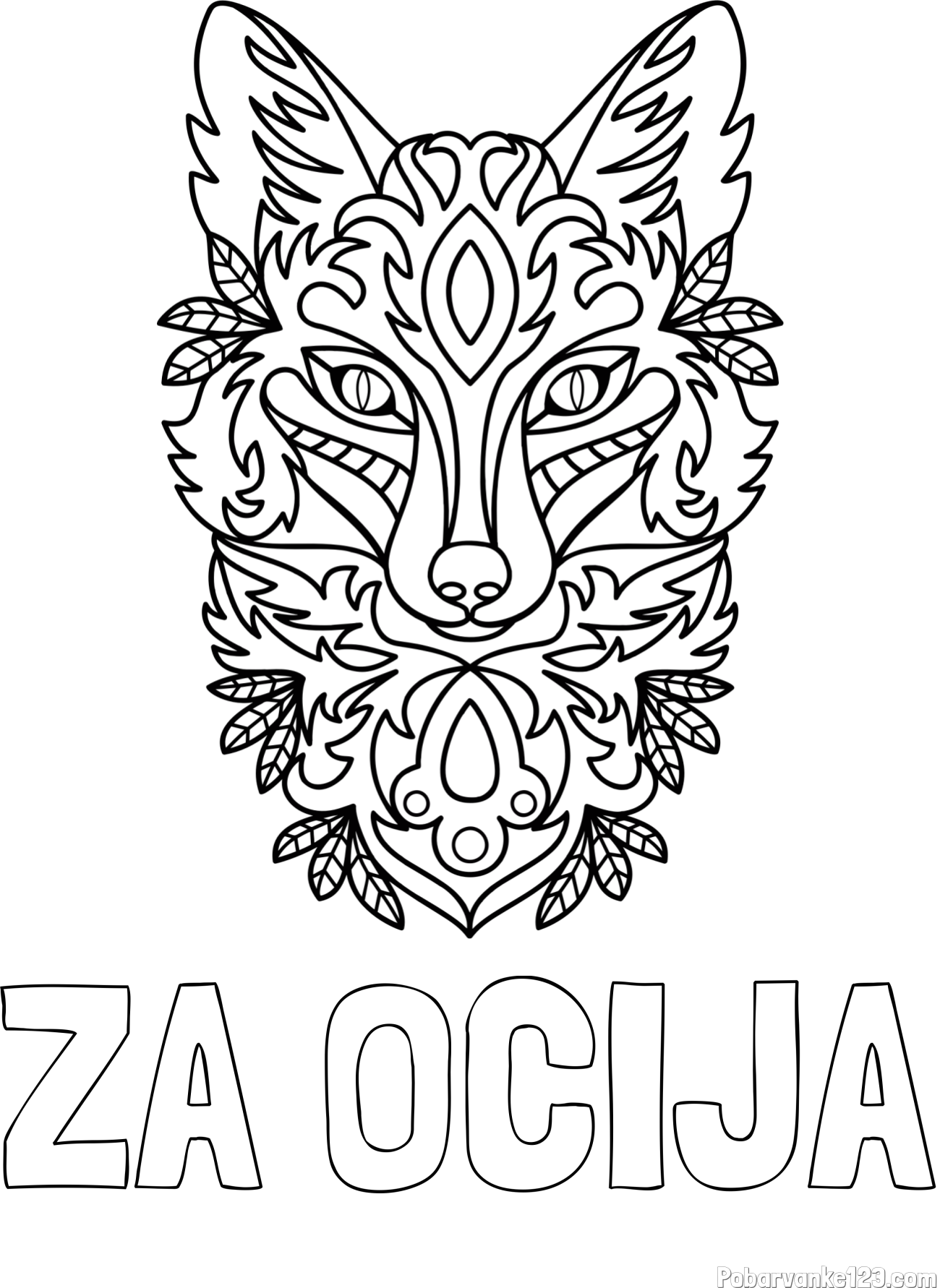 Pobarvanka imena ZA OČIJA in pobarvanka volka - mandale