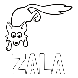 Online izdelana pobarvanka - Pobarvanka imena ZALA in otroška pobarvanka ljubke lisičke