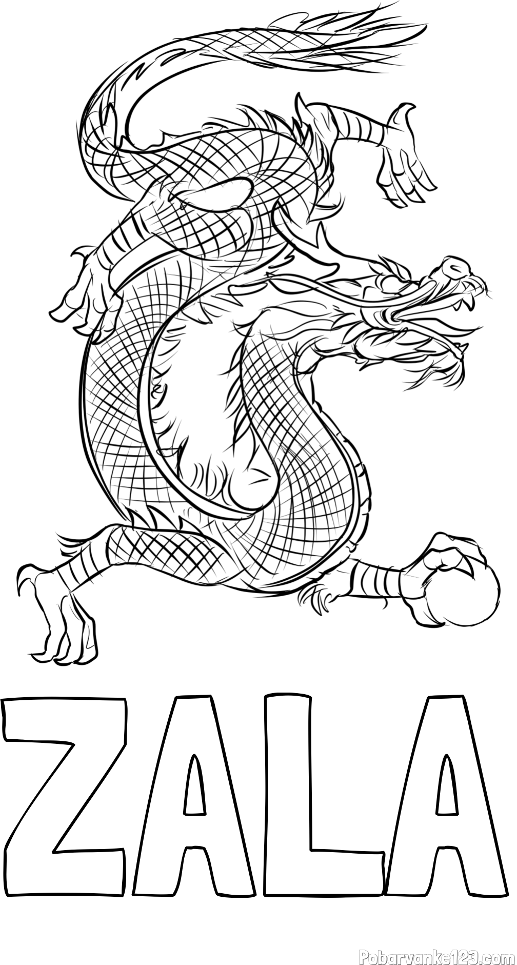 Pobarvanka imena ZALA in pobarvanka kitajskega zmaja