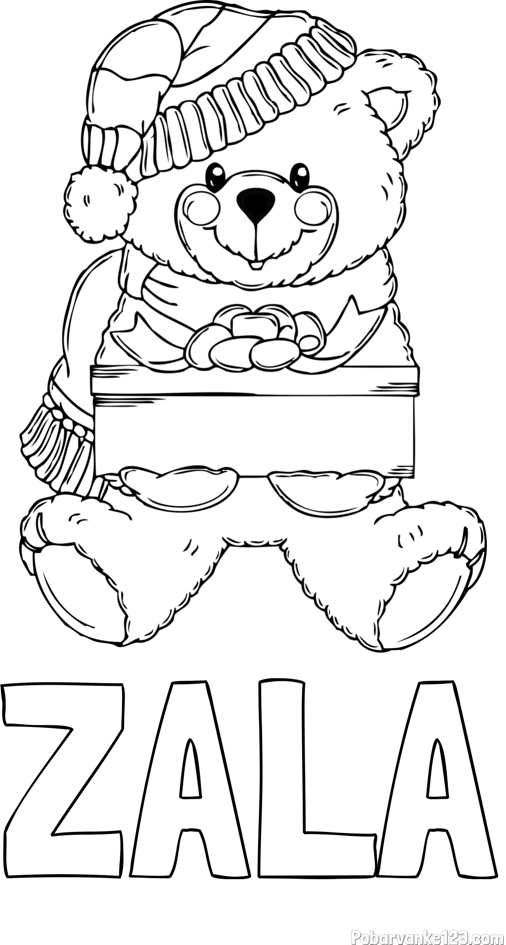 Pobarvanka imena ZALA in pobarvanka ljubkega medvedka