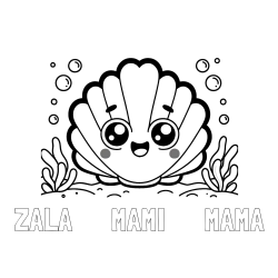 Online izdelana pobarvanka - Pobarvanka imena ZALA      MAMI      MAMA in pobarvanka nasmejane školjke