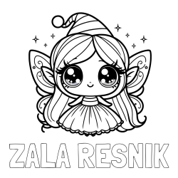 Online izdelana pobarvanka - Pobarvanka imena ZALA RESNIK in pobarvanka ljubke čarobne vile z velikimi očmi