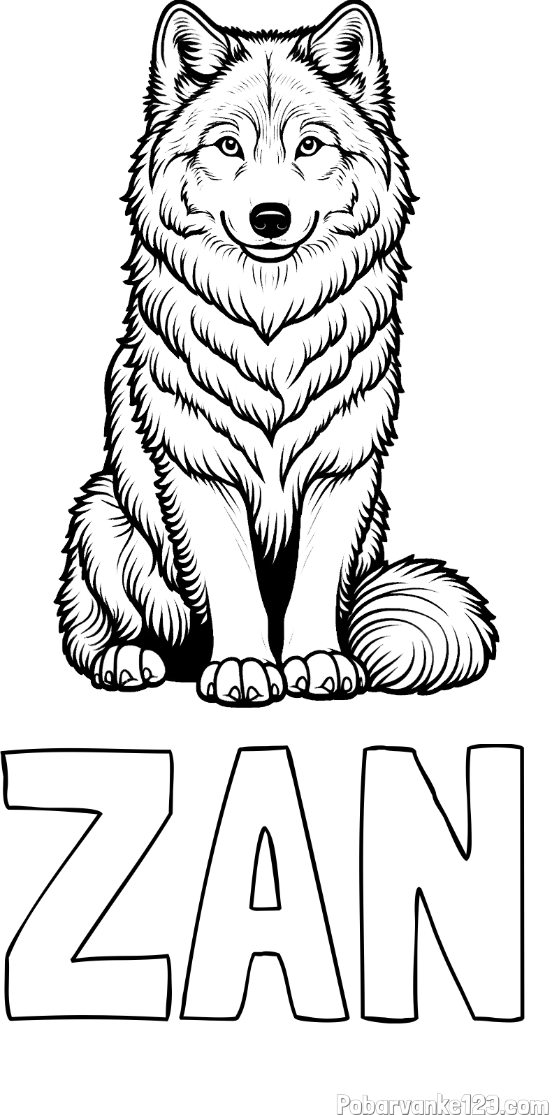 Pobarvanka imena ŽAN in pobarvanka prijaznega volka