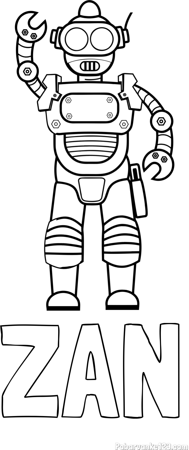 Pobarvanka imena ŽAN in pobarvanka robota, ki pozdravlja