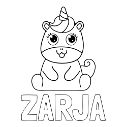Pobarvanka imena ZARJA in pobarvanka čudovitega samoroga Unicorn
